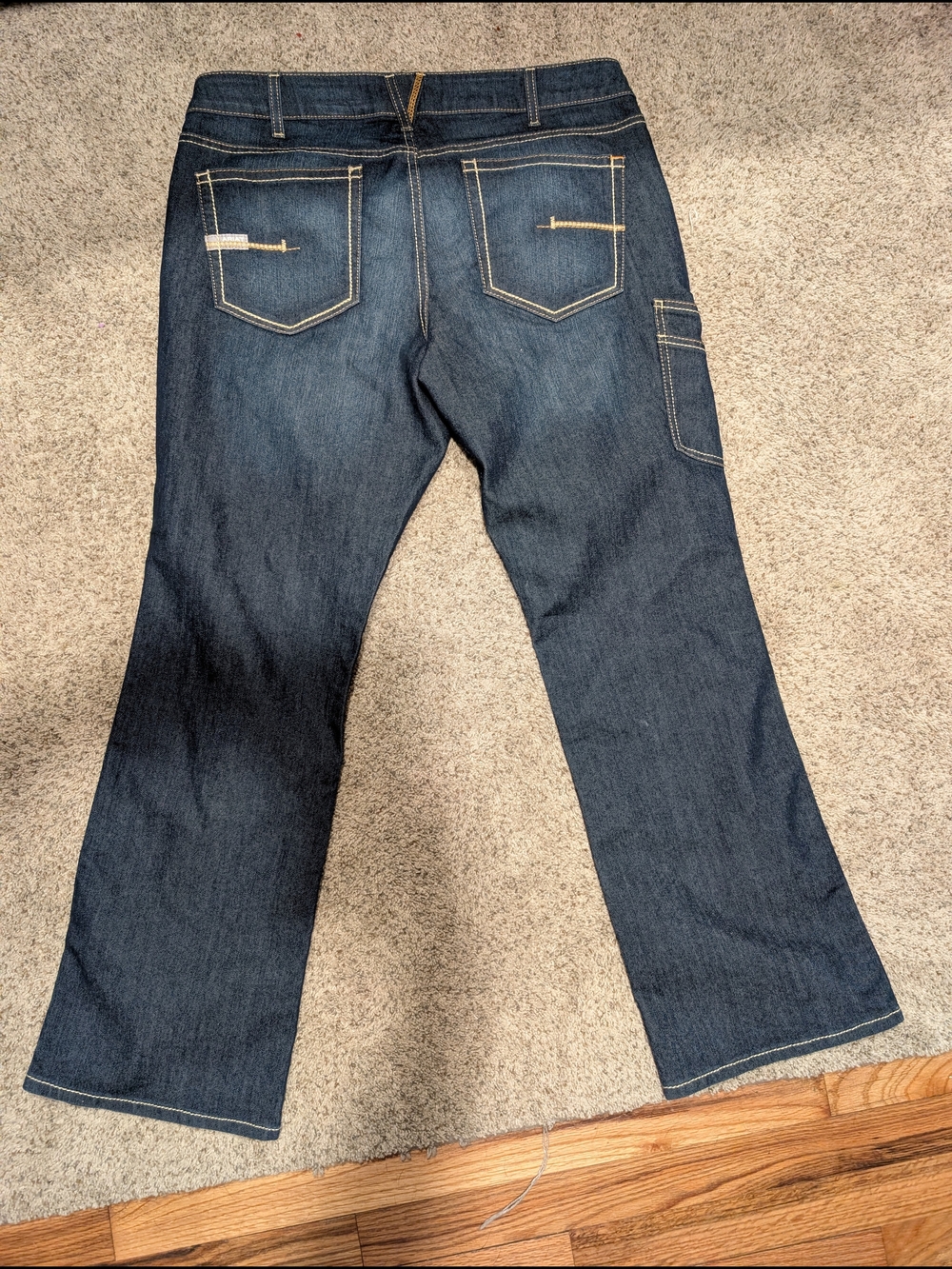 Women's Ariat Rebar Dark Blue Bootcut Jeans with Contrast Stitching